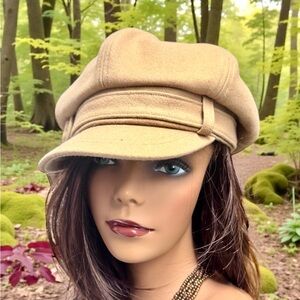 Vintage Nine West Black Wool Bakers Hat